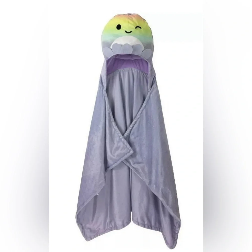 Original Squishmallows Hooded Throw‎ Cozy Hooded Hand Pockets, Octopus Purple